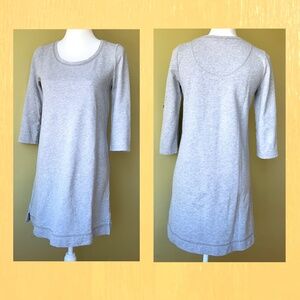 Anthropologie Eloise NWOT roll tab 3/4 sleeves Grey Sweatshirt Dress XS cotton